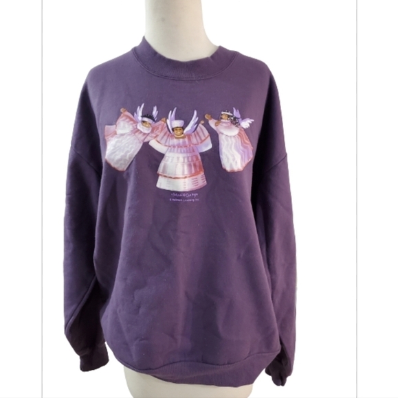 Vintage Hallmark Sweatshirt Mahogany Brown Angels Large - Picture 1 of 12